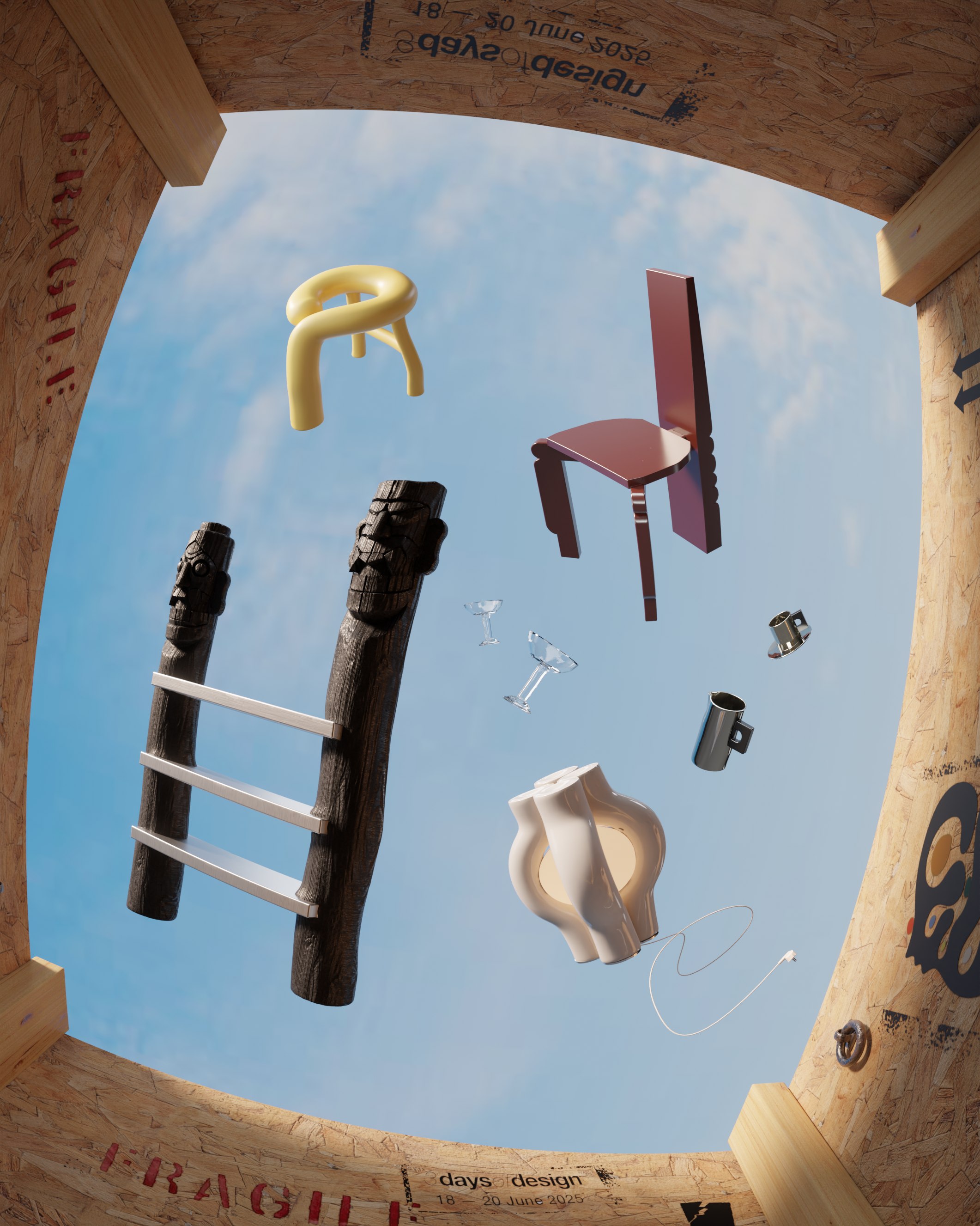 Crate object, 3D rendering