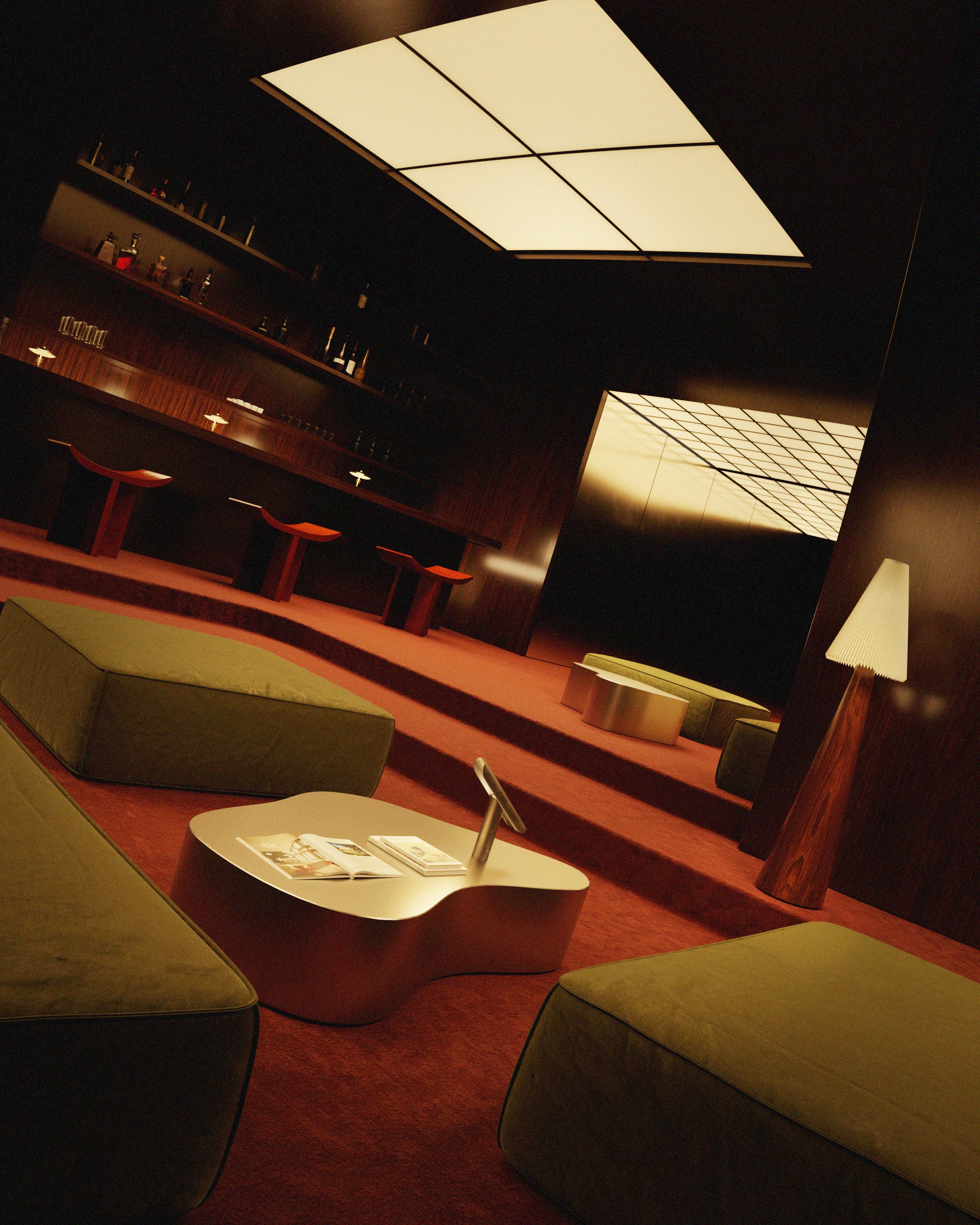 Interior scene, fisheye lens rendering