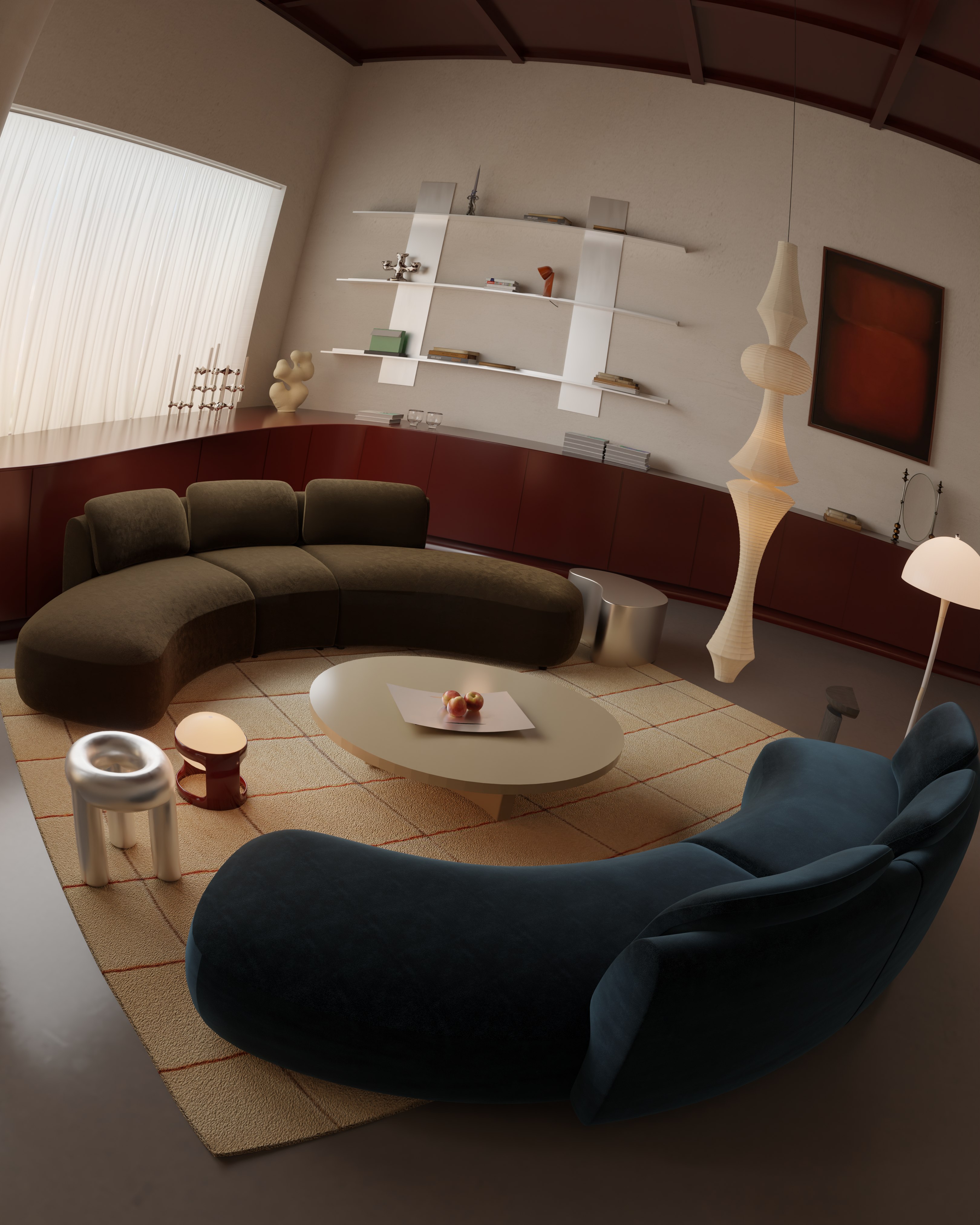 Interior study, 3D rendering