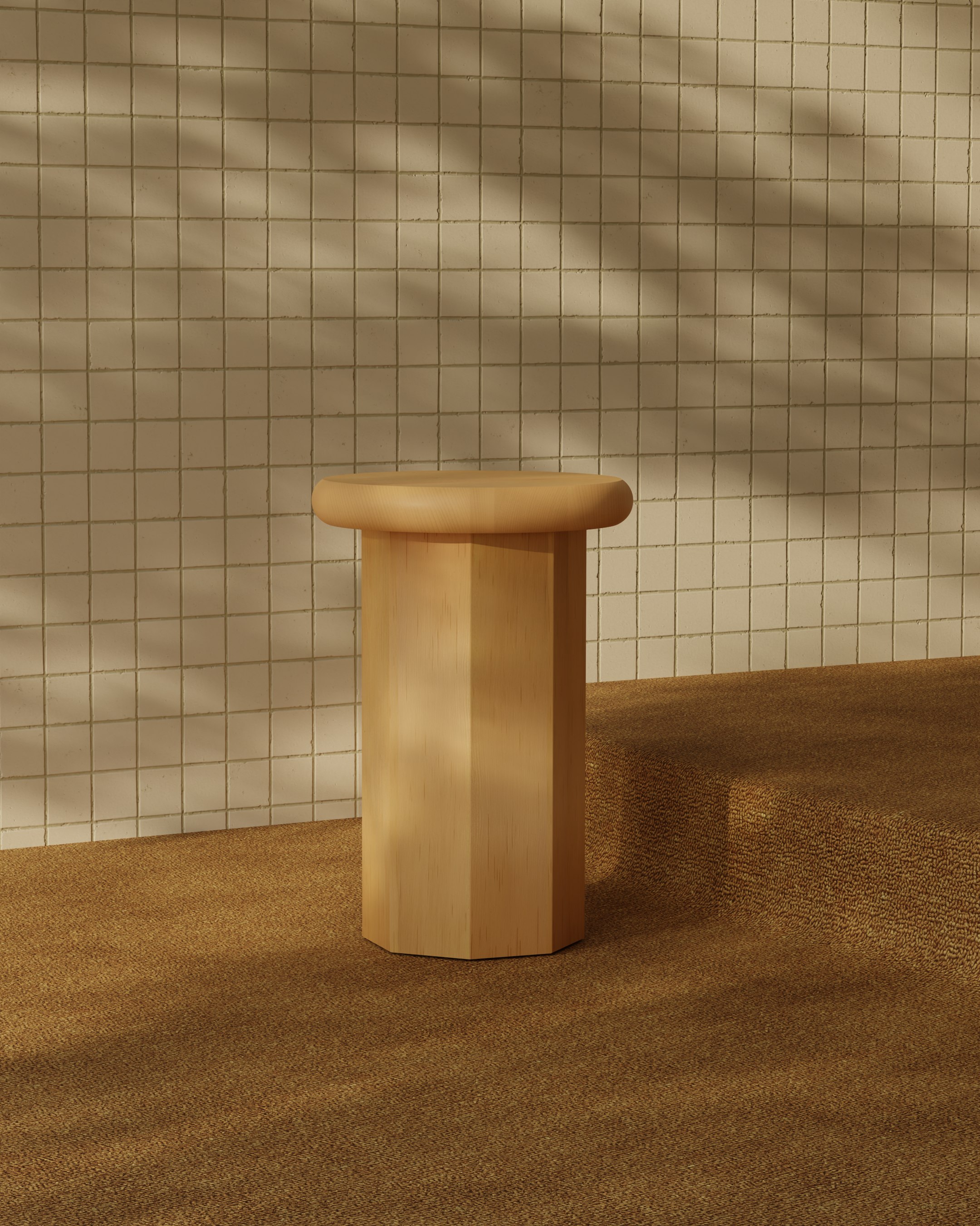 Tablette side table, Douglas fir, product rendering