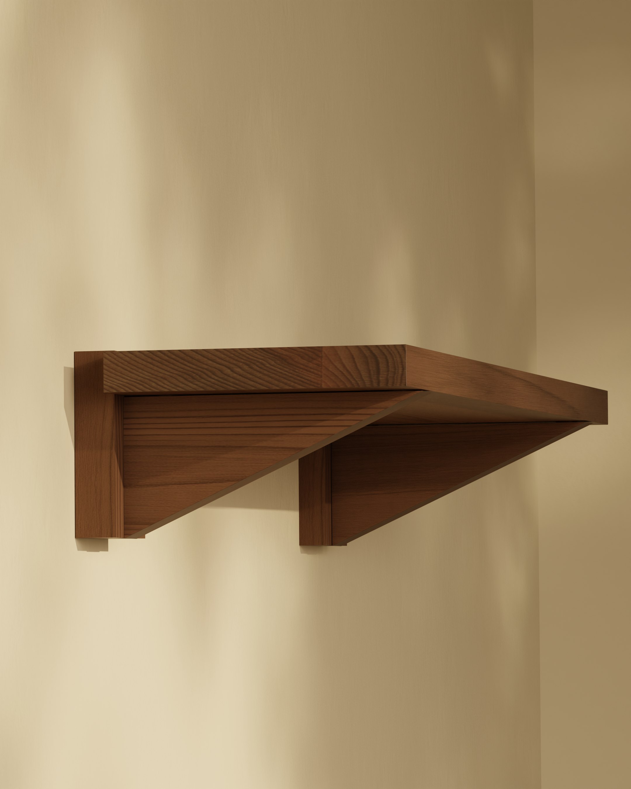 Tablette side table, small walnut, product rendering